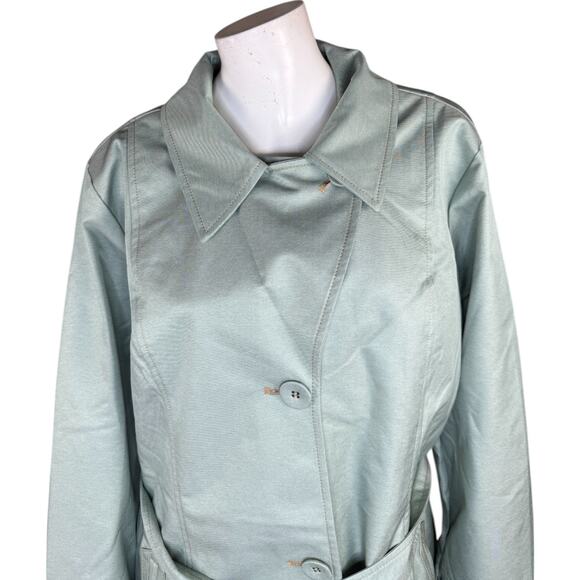 Isaac Mizrahi Live! Water Resistant Trench Coat Lining and Hood Desert Sage XL - Picture 12 of 16